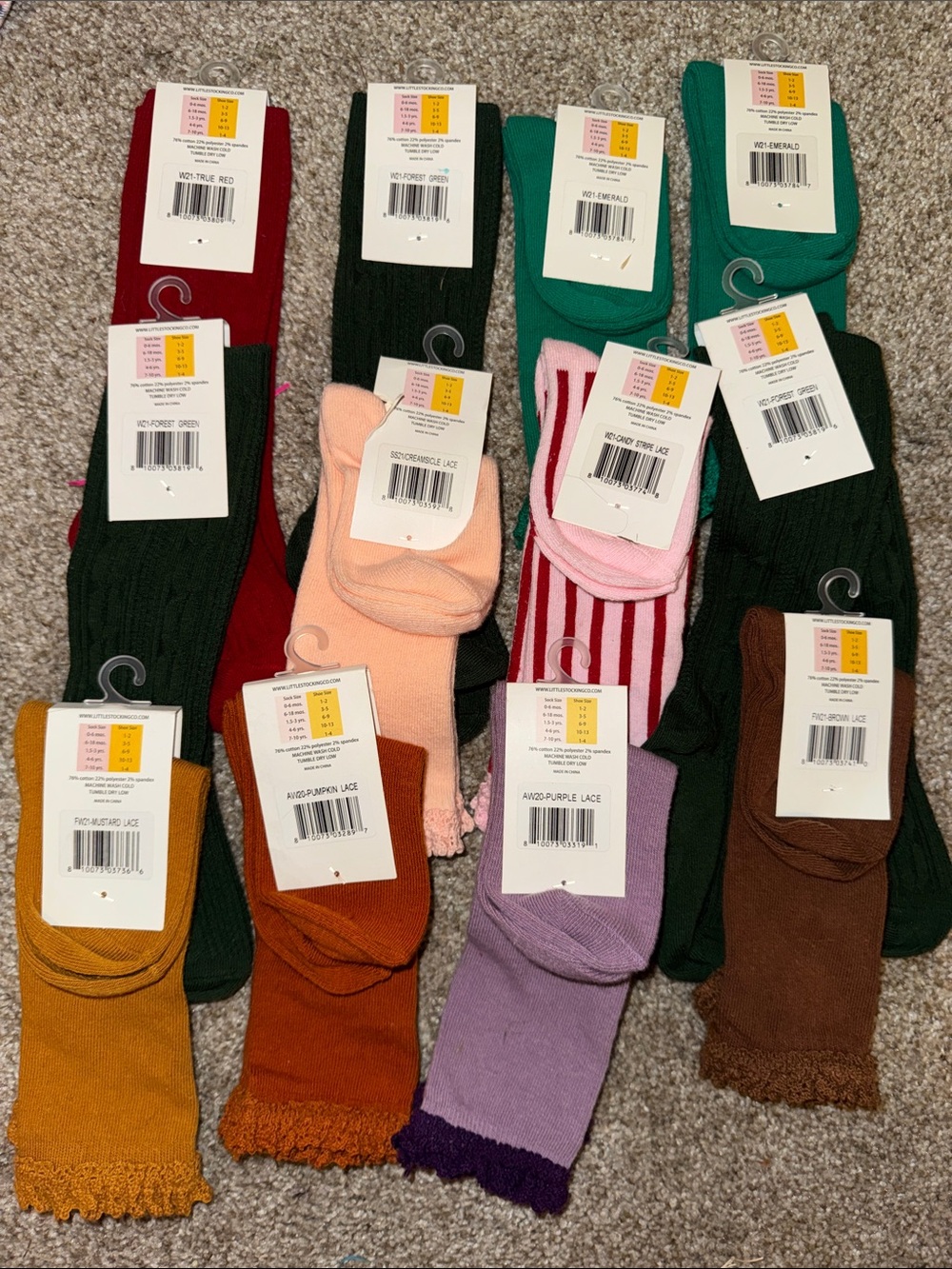 NWT Little Stocking Co Knee High Socks Bundle 12 Pairs Size 1.5–3Y